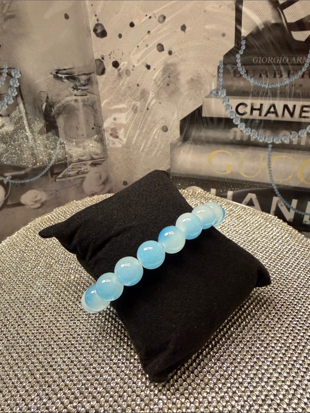 Sky Blue glass Beaded Stretch Bracelet - 🆕